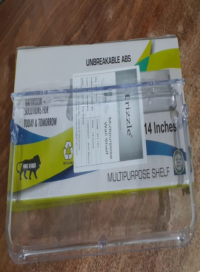 دريزل رف حائط بلاستيكي غير قابل للكسر من DRIZZLE للحمام وديكور المنزل (طول 14 بوصة، شفاف) - Image 4